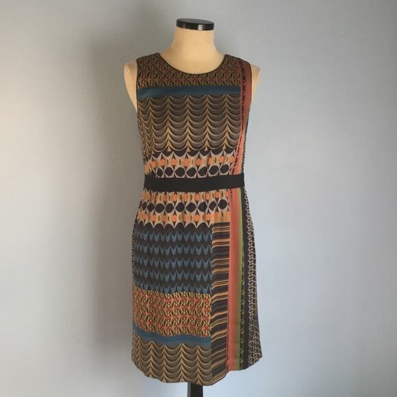 Classiques Entier 8 Stretch Silk Sheath Dress Geo - Picture 1 of 8